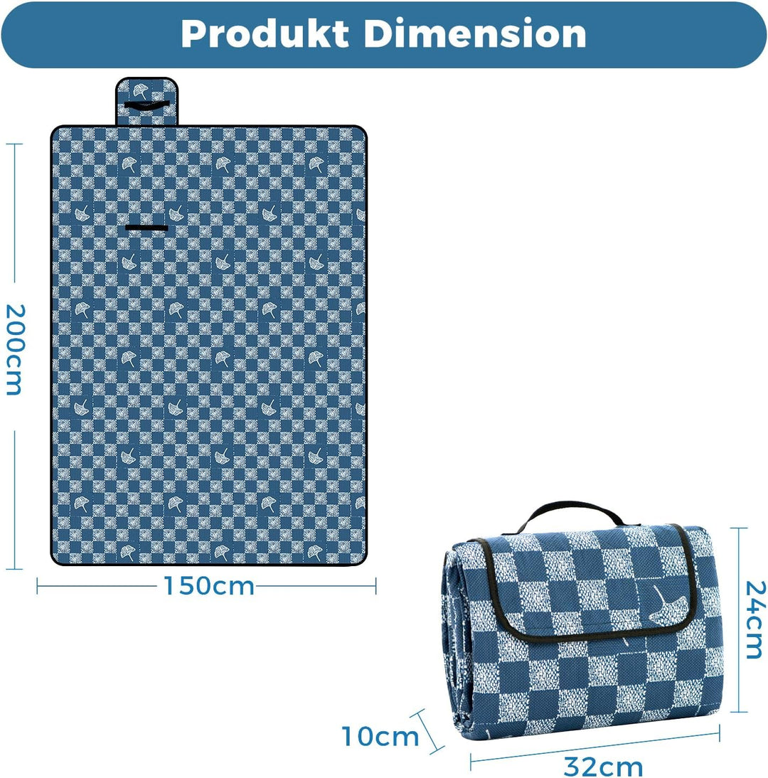 Oak &amp; Tea Picknickdecke 150 x 200 cm, wasserdicht &amp; isolierend, Grosse Faltbare Strandmatte, Camping