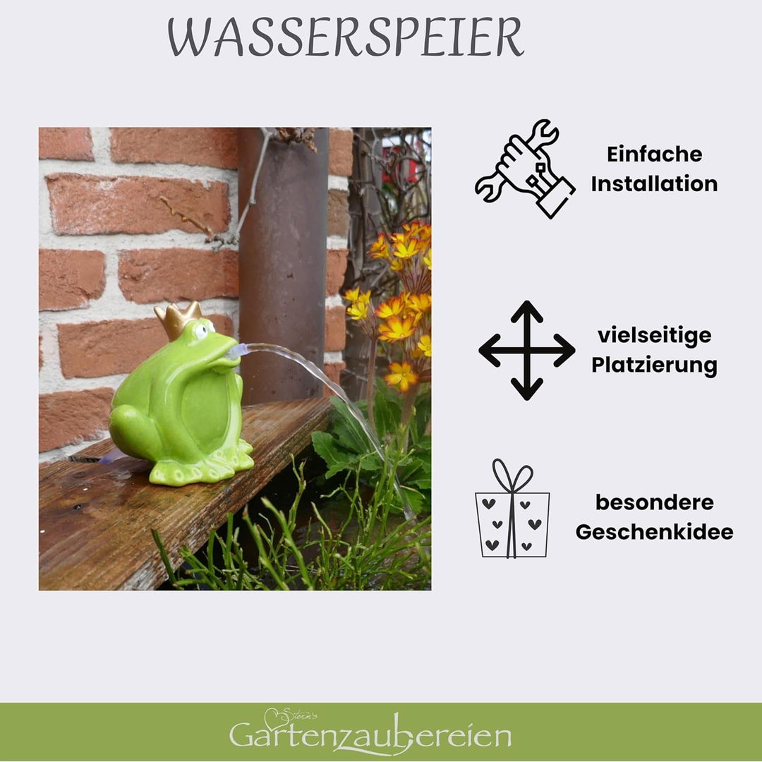 Wasserspeier Frosch grün mit Pumpe