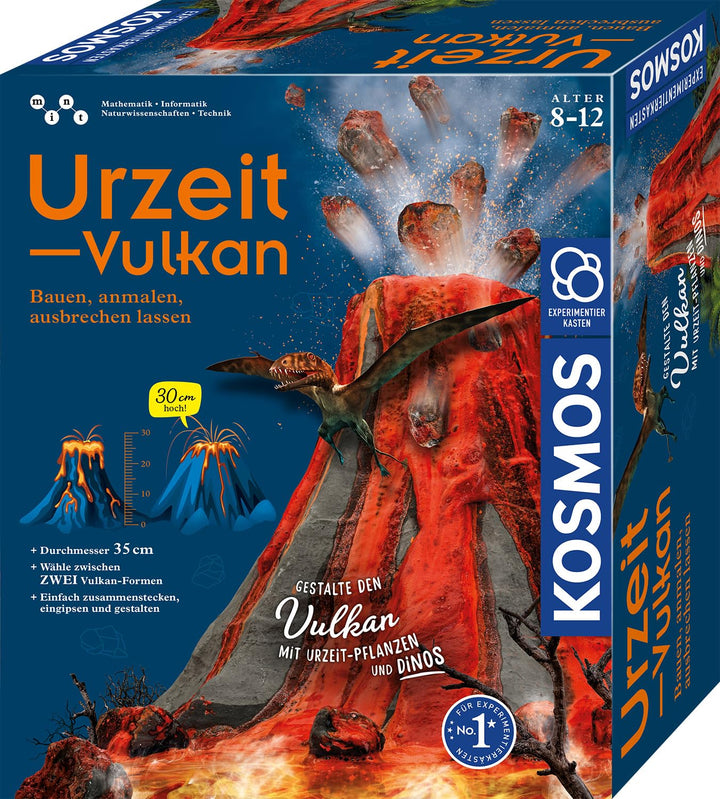 KOSMOS 637286 Urzeit-Vulkan, Bauen - Anmalen - Ausbrechen Lassen, 35cm Durchmesser, Experimentierkas