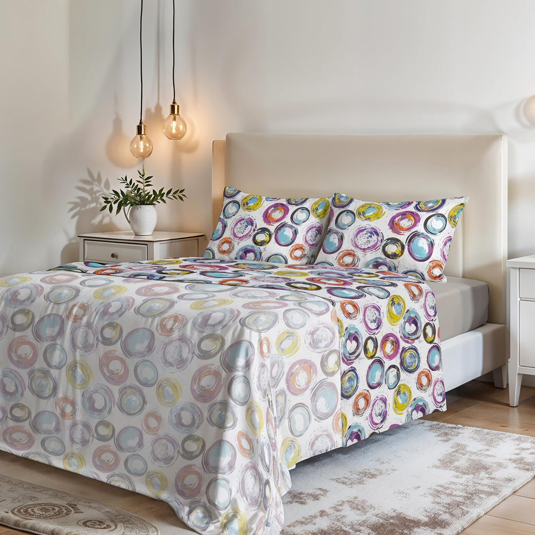 Italian Bed Linen MB Home Italy “Fantasy” Bettwäsche-Set, Cerchi Astratti, Doppelbett Cerchi Astratt
