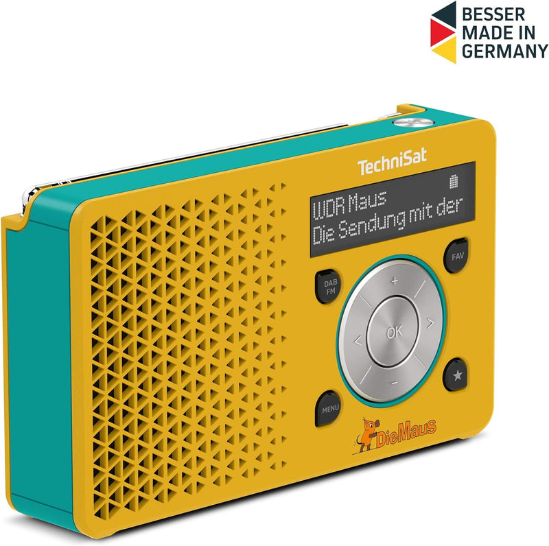 TechniSat DIGITRADIO 1 Maus Edition - tragbares DAB+ Radio mit Akku (DAB, UKW, Kopfhöreranschluss, L