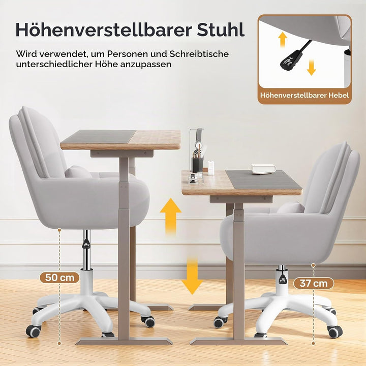 Homeoffice &amp; Schminkstuhl 2-in-1 Ergonomischer Samt Drehstuhl 360° mit Kopfkissen, Höhenverstellbar