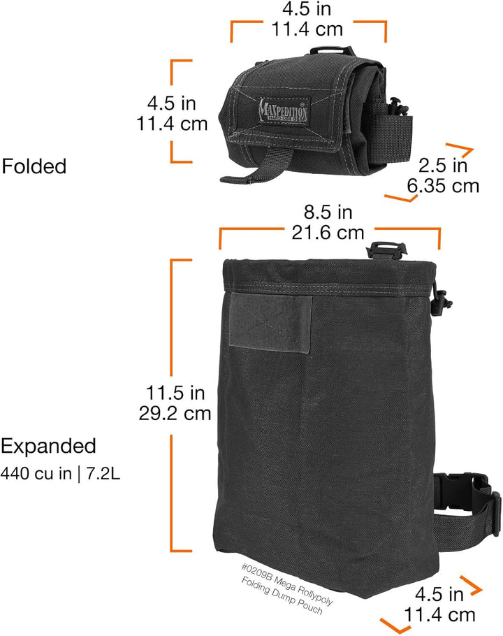 Maxpedition Faltbeutel Mega Rollypoly Schwarz, Schwarz