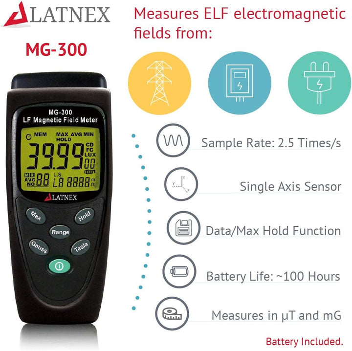 LATNEX MG-300 LF Magnetfeldmessgerät, misst EMF von Hochleistungsübertragungsleitungen, Geräten und