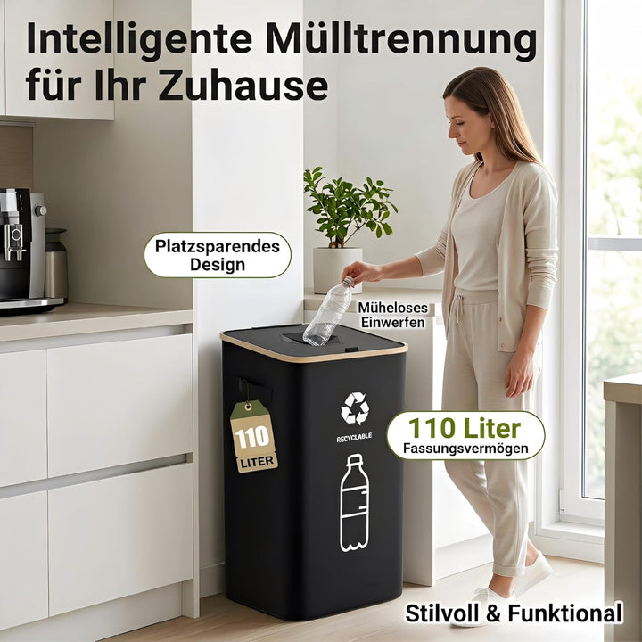 Pfandflaschen Sammelbehälter 110L, Pfandbehälter & Flaschensammler Leergut, Mülleimer Küche gross, M