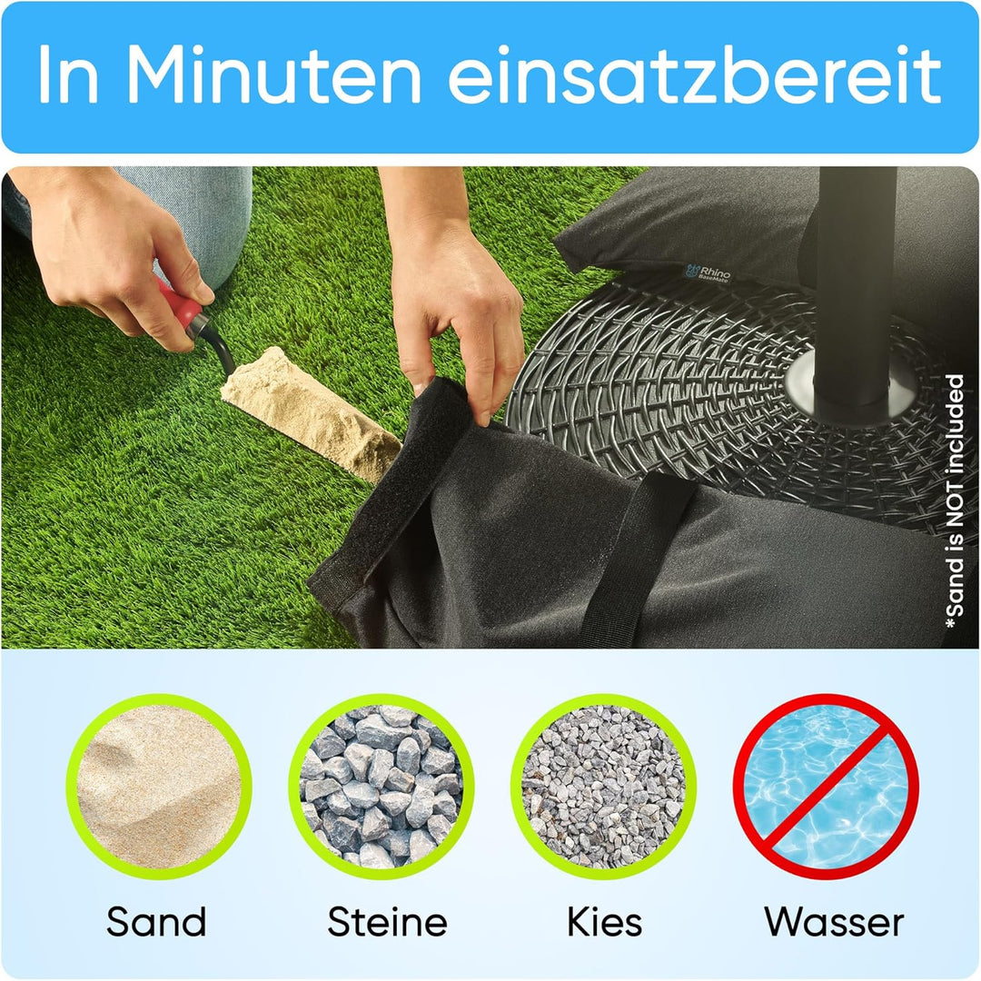 Rhino BaseMate Füllbare Sandsäcke für den Aussenbereich,wetterfeste Sandsäcke zum Gewicht,gewölbte S