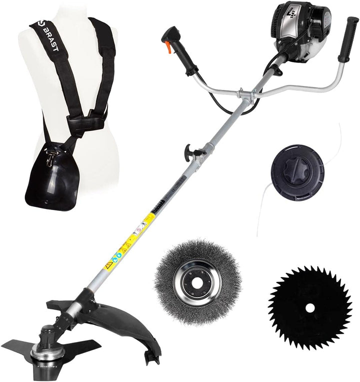 BRAST 4-Takt Benzin 2 in 1 Motorsense Freischneider Sense Rasen-Trimmer Motorsense 2 in 1 Gerät 4-Ta