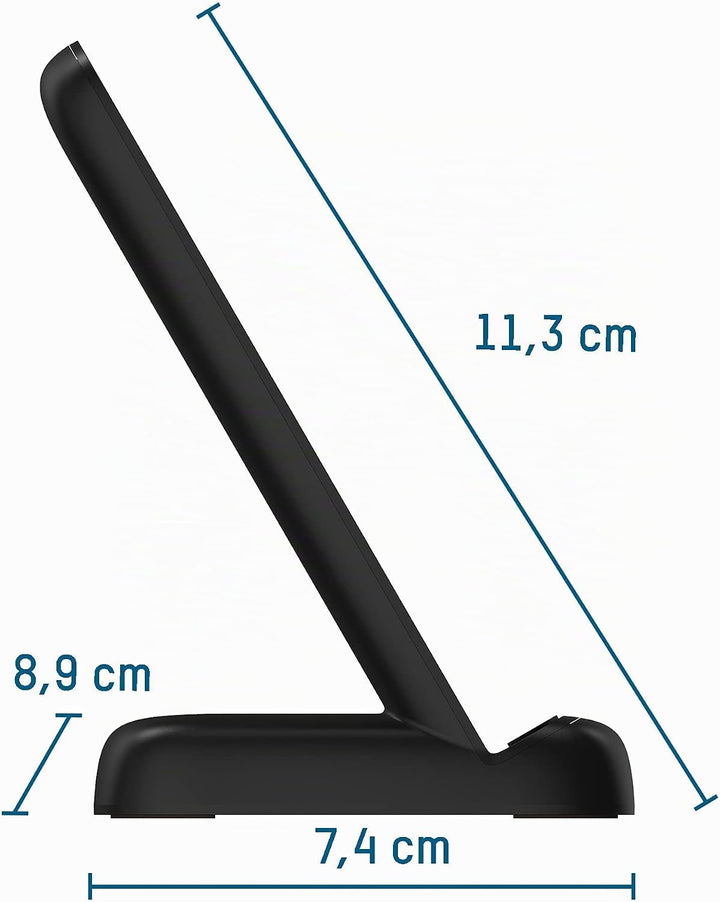 ANSMANN kabelloses Ladegerät 15W Qi-zertifizierter Wireless Charger, 3-Spulen Ladestation (vertikal,