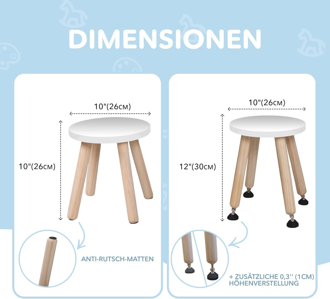 Cateam Tritthocker aus Holz für Kinder und Kleinkinder – 2er-Set – Weiss – Kinderhocker mit ausziehb