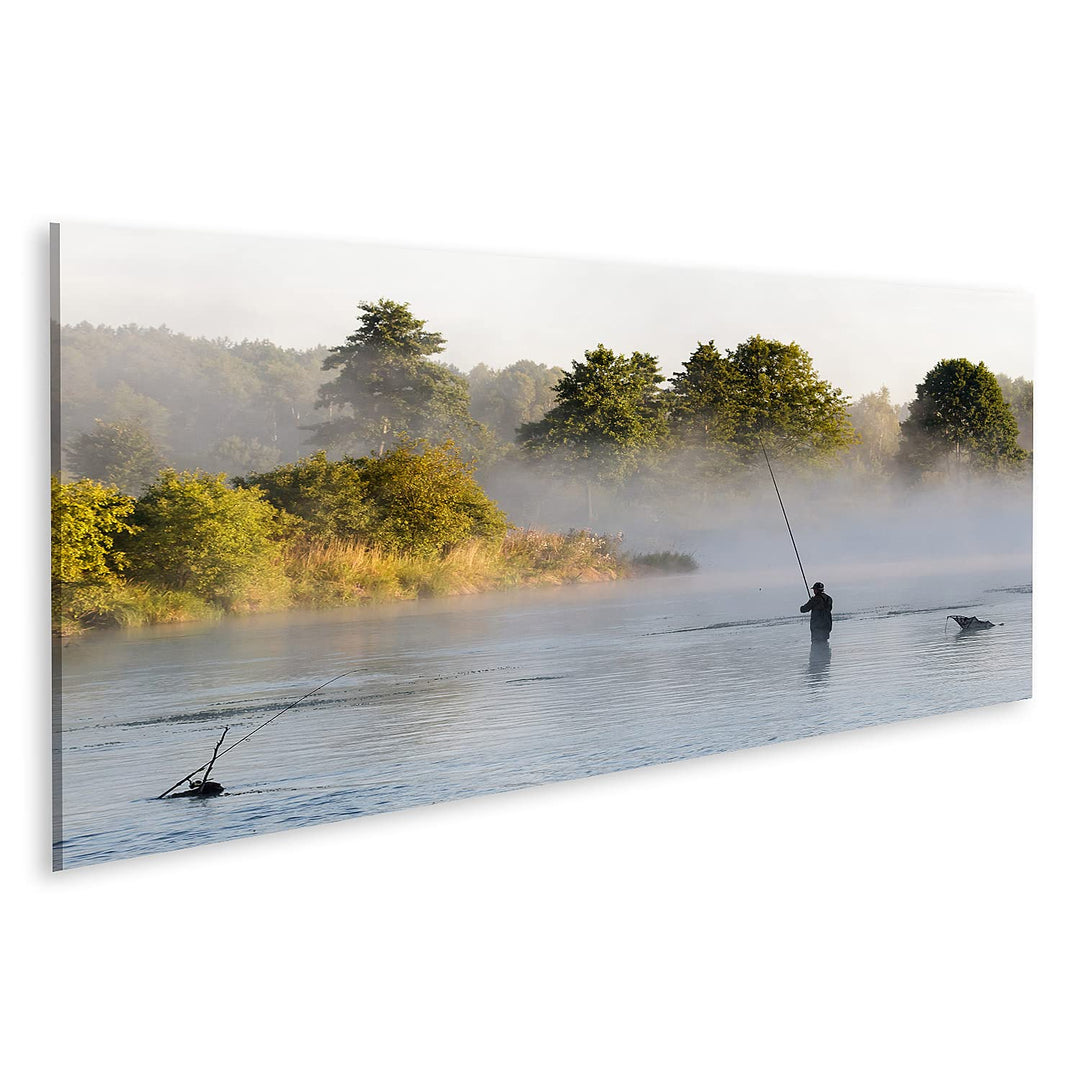 islandburner Bild auf Leinwand Fischen Angeln In Einem See Natur Bilder Wandbilder Poster Leinwand 1
