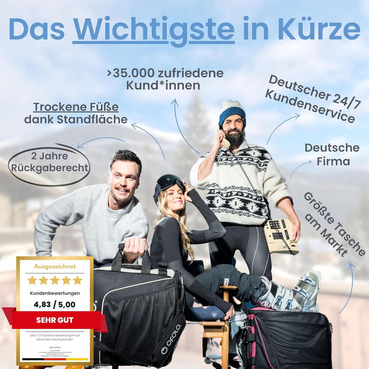 Otaro Skischuhtasche mit Helmfach (über 35.000 zufriedene Kunden) Premium Skitasche für Skischuhe |