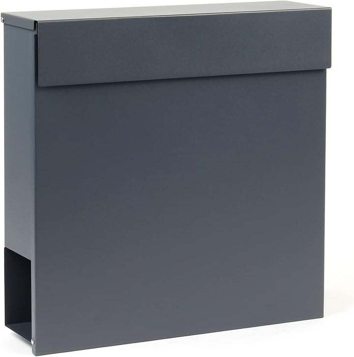 Wiltec Designer Briefkasten V49 anthrazit 370 x 105 x 370 mm, Wandbriefkasten mit Schloss und Zeitun