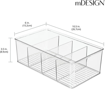mDesign 2er-Set Aufbewahrungsbox – stapelbarer Kasten mit 4 Fächern zur Lebensmittelaufbewahrung – m
