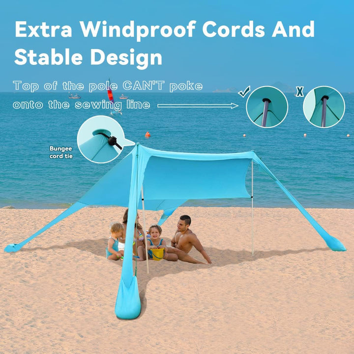 Strandzelt Sonnenschutz Strand zelte strandmuschel Muschel UPF50+ mit Sandschaufel, Erdnägeln und St