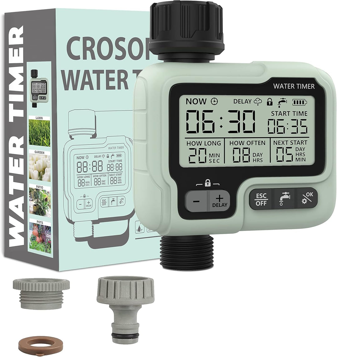 CROSOFMI Bewässerungscomputer 1 Ausgänge Garten Wasser zeitschaltuhr automatische bewässerung/LCD-Bi