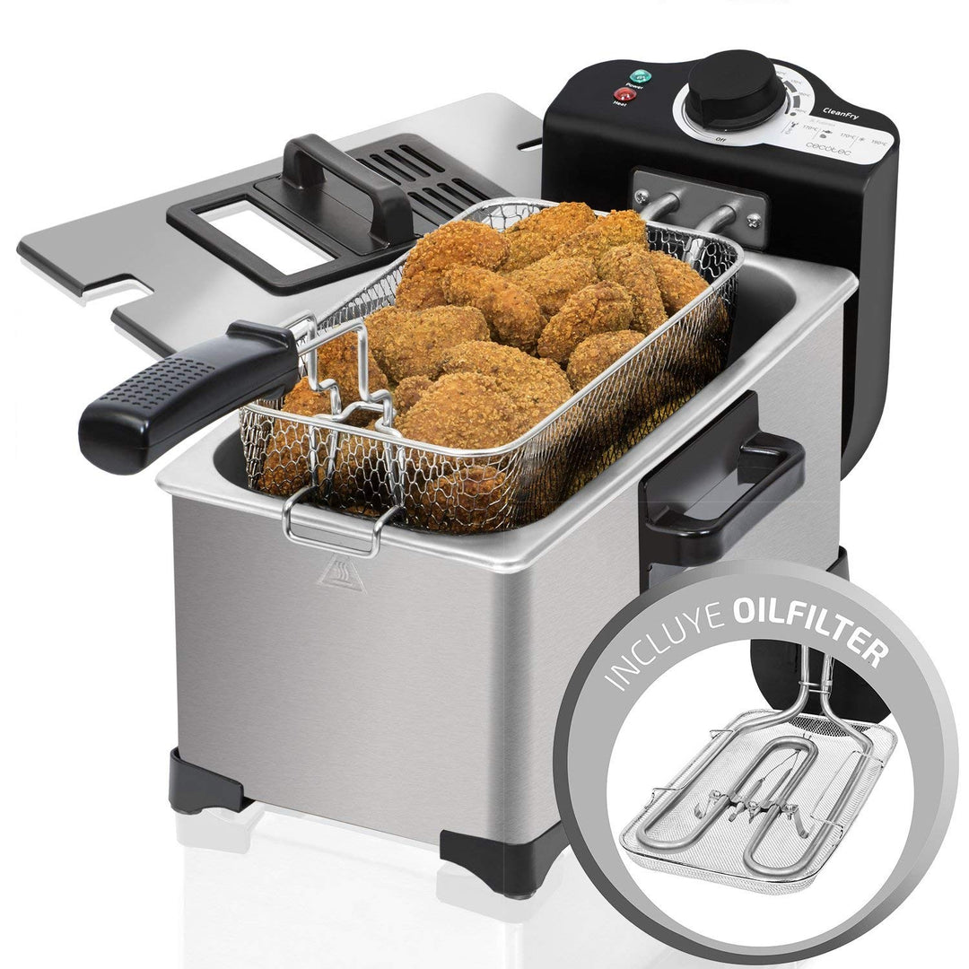 Cecotec Friteuse CleanFry - 1,5-3L, Temperatur bis 190 ªC, Wanne ist Geschirrspühlmaschinen tauglich