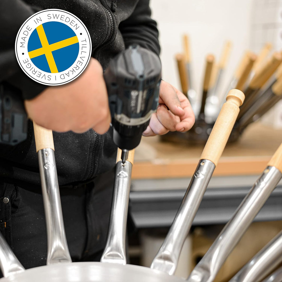 Stabilotherm Jägerpfanne mit Holz Klappgriff | zum Outdoor kochen & braten über offenem Feuer oder G