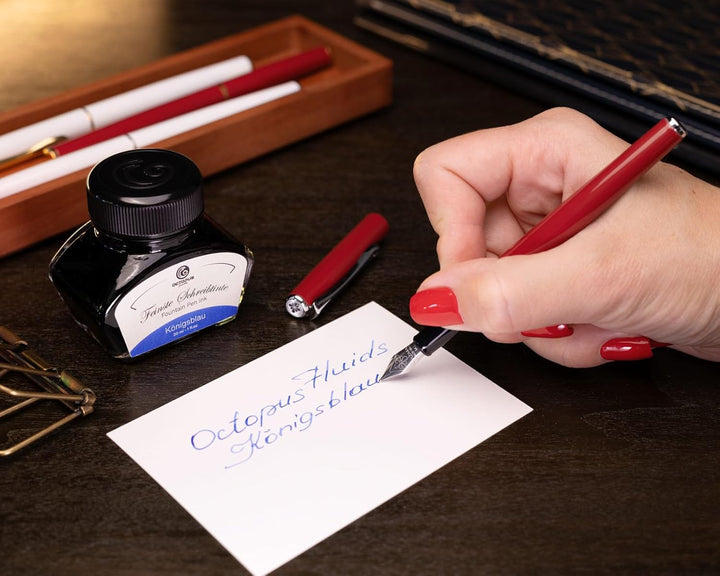 Diplomat Traveller Dark Red Füllhalter-Set, Füllhalter aus Metall im Set mit Schreibtinte und Konver