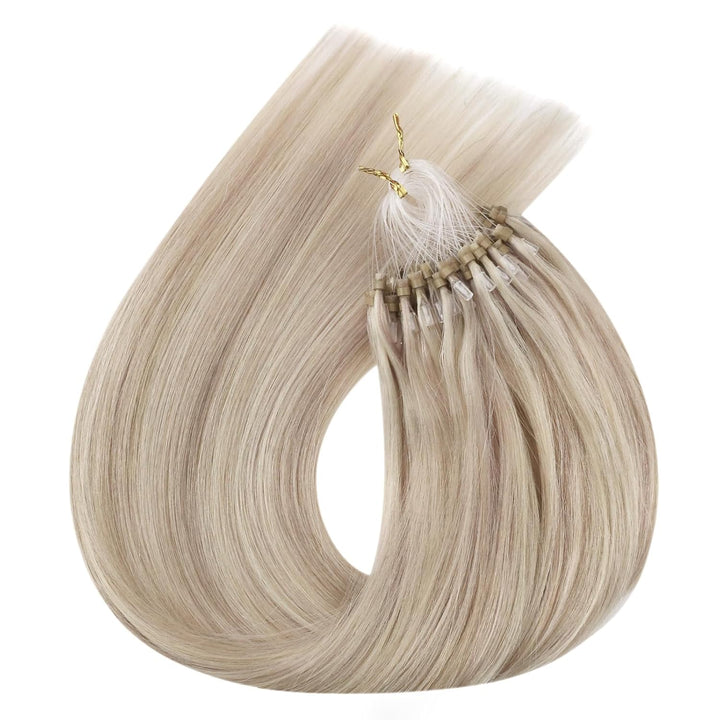 Ugeat 55cm Microring Extensions Echthaar Blond 1g/Strähnen 50Gramm Micro Loop Hair Extensions Echte