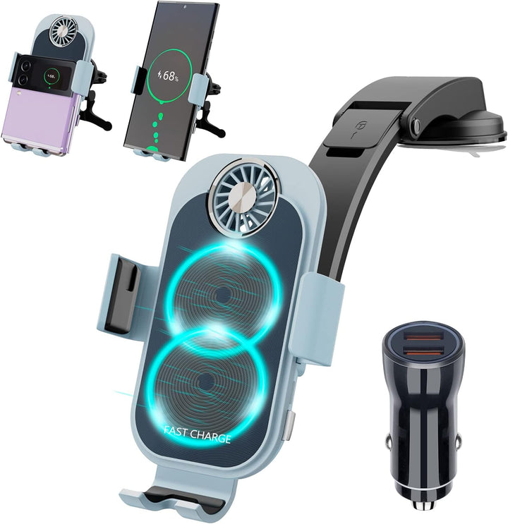 Olycism 15W Qi Fast Wireless Charger Auto Handyhalterung Mit Ladefunktion Doppelspule Automatischer