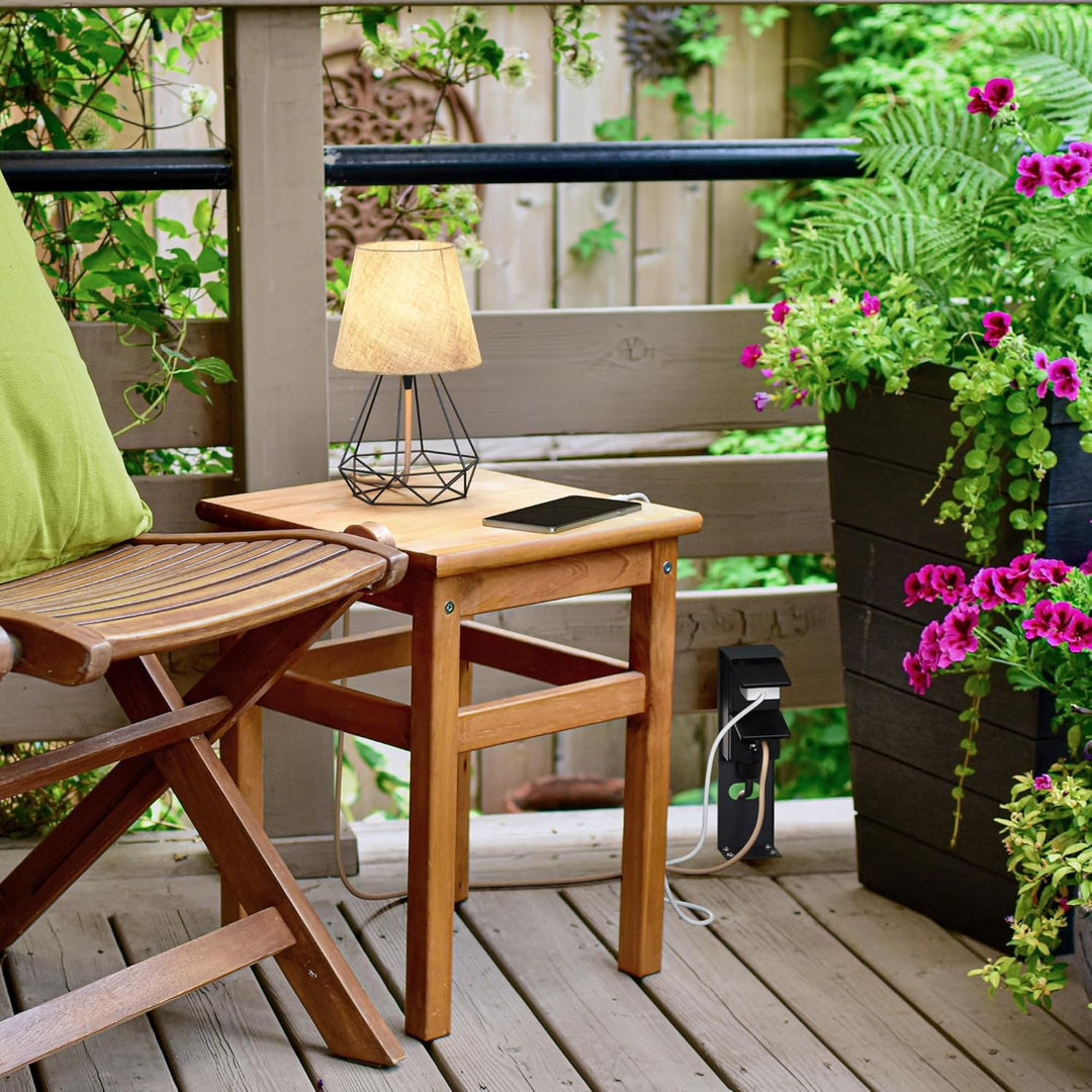 ledscom.de 2 Stück Garten Steckdosensäule PIWI für aussen, IP44, 2-fach, Edelstahl, anthrazit, eckig