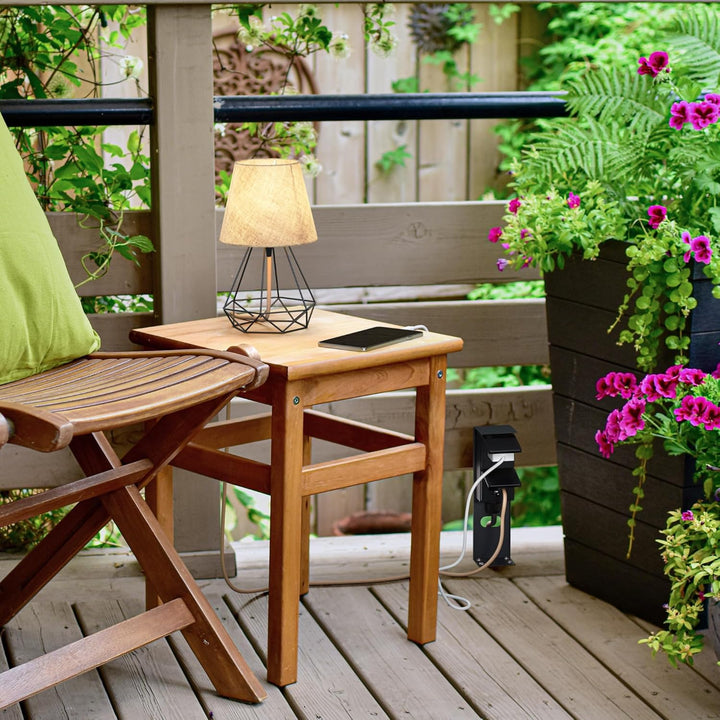 ledscom.de 2 Stück Garten Steckdosensäule PIWI für aussen, IP44, 2-fach, Edelstahl, anthrazit, eckig
