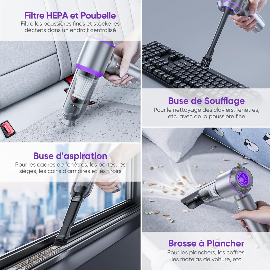 oGoDeal Handstaubsauger Akku 4-in-1, 26000PA Handstaubsauger Kabellos Auto Staubsauger Stark 3-Gang