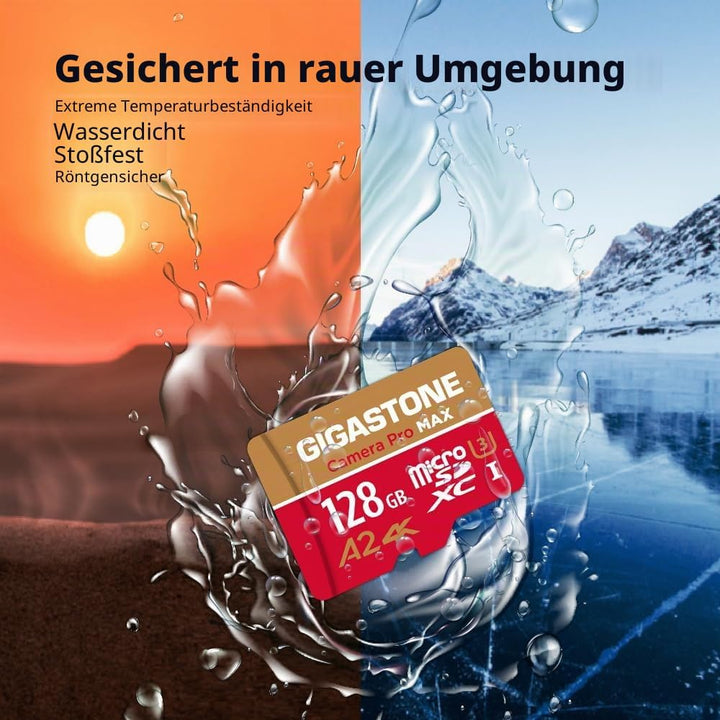 [5 Jahre kostenlose Datenwiederherstellung] GIGASTONE 128GB Micro SD-Karte, Kamera Pro MAX, bis zu 1