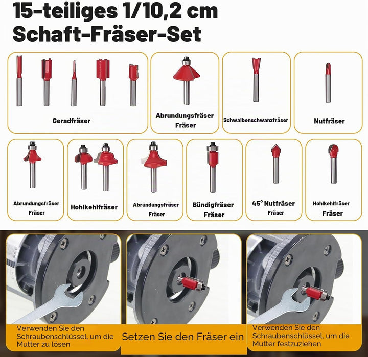Kabelloser Oberfräse Dewalt, 18/20 V Akku, 800 W, 30.000 U/min, bürstenlos, 6 Geschwindigkeiten, Alu