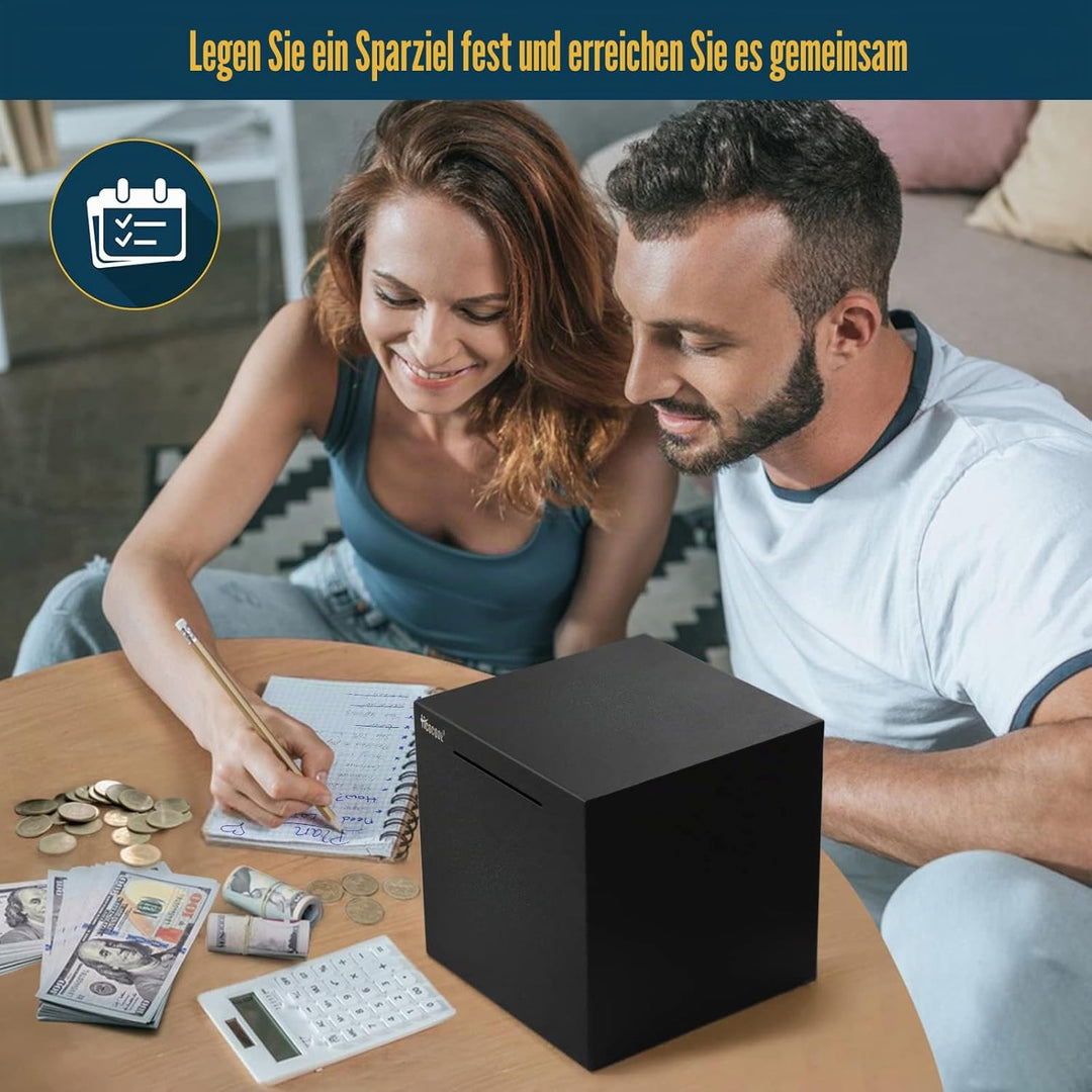 Erwachsene Spardose Edelstahl Safe Sparbüchsen für Erwachsene Einsparungen Echte Spardose (19cm) Sch