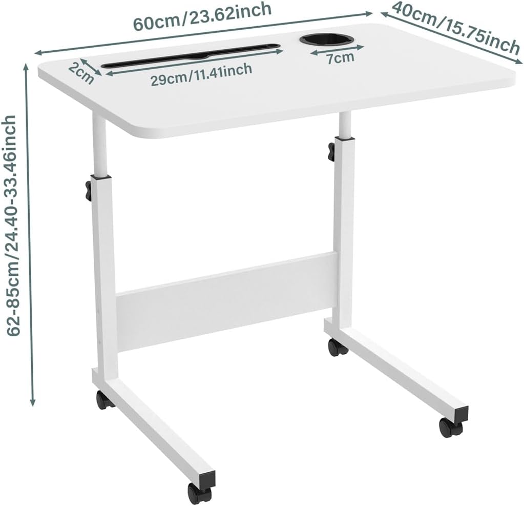 PIPIPOXER 60x40cm Laptoptisch höhenverstellbarer Schreibtisch Computertisch mobiler Laptop-Schreibti
