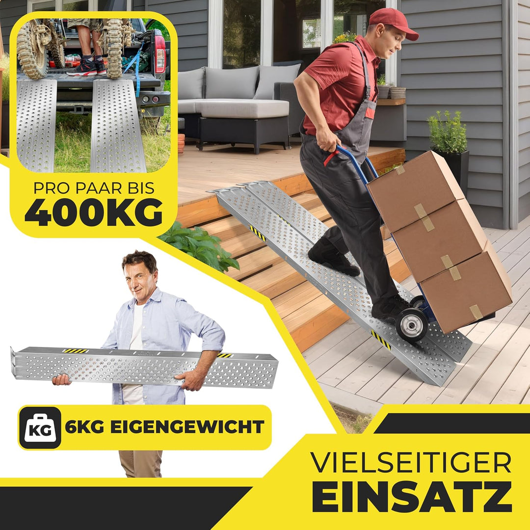 MASKO® 2X Auffahrrampe | Verladerampe | Verladeschiene | verzinkter Stahl | Antirutsch | 200kg* Pro