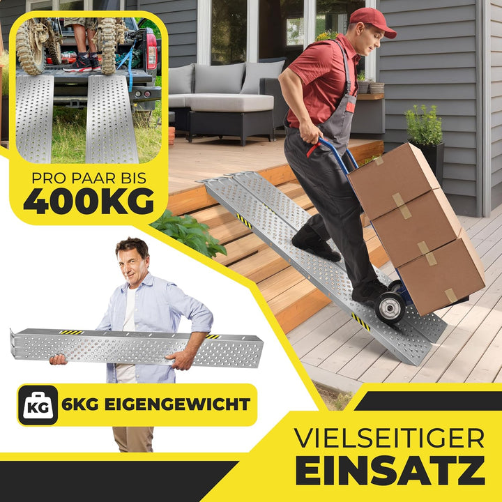 MASKO® 2X Auffahrrampe | Verladerampe | Verladeschiene | verzinkter Stahl | Antirutsch | 200kg* Pro