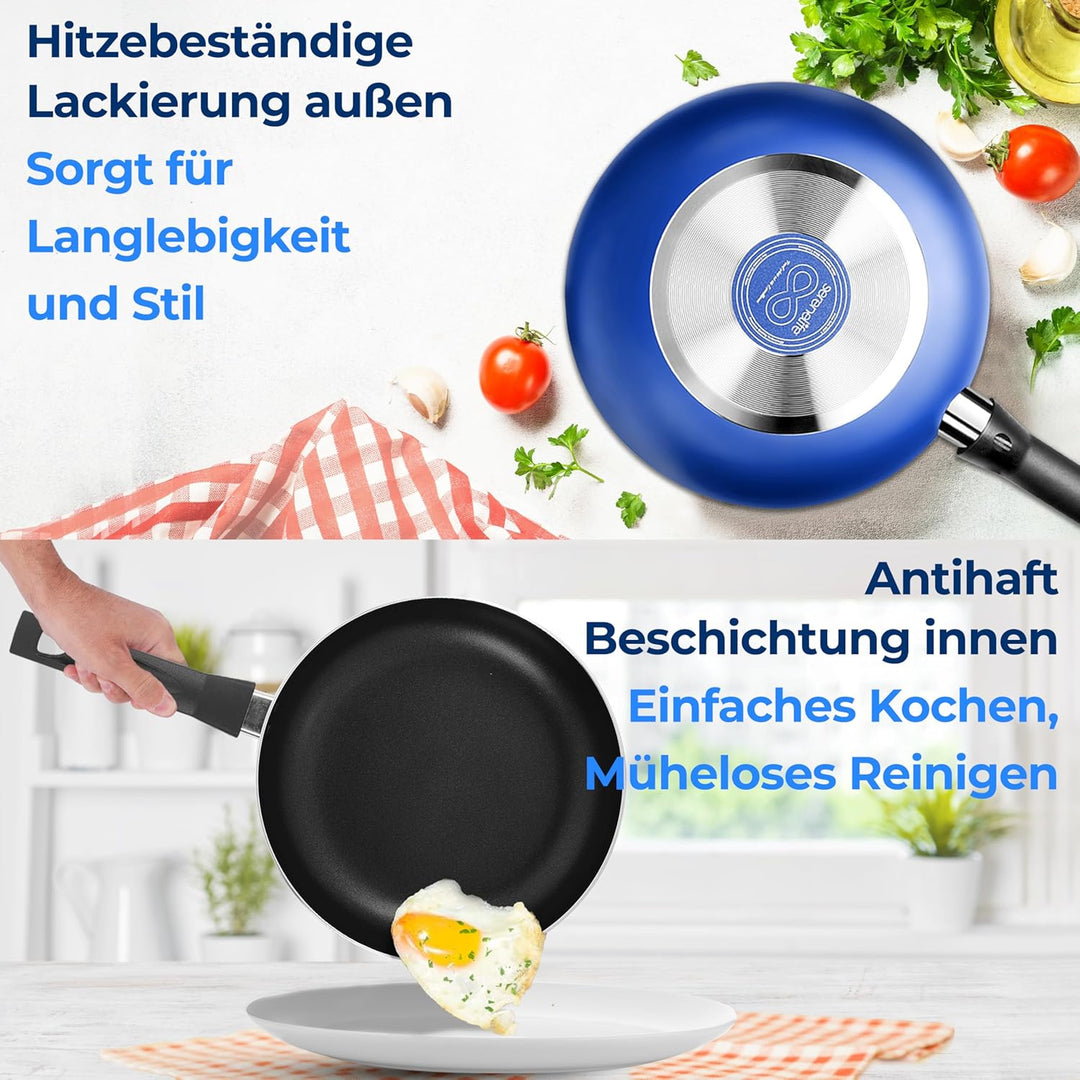 SereneLife Töpfe und Pfannen Set, Kochgeschirr Set 20-Teilig, Antihaft Cookware Set Inkl. Topfset, P