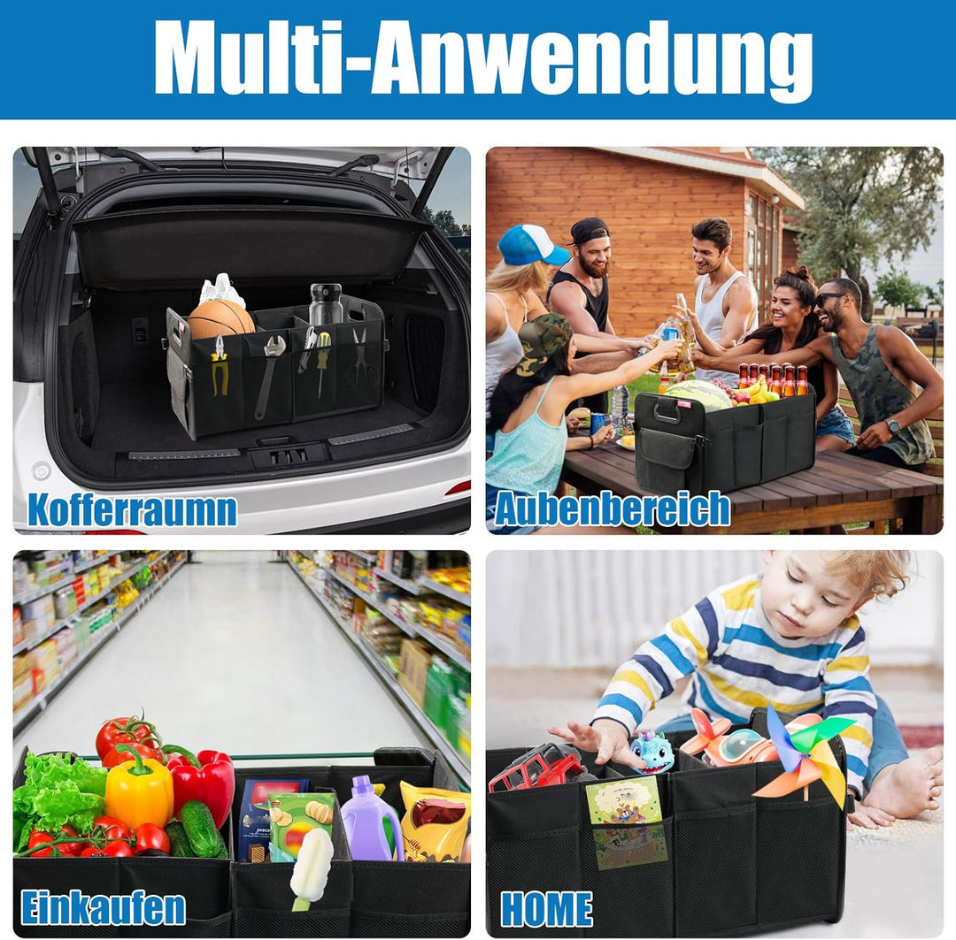 Auto Kofferraum Organizer Faltbare 55L Kofferraumtasche mit Abnehmbare Fächer & Stabiler Boden, Gros