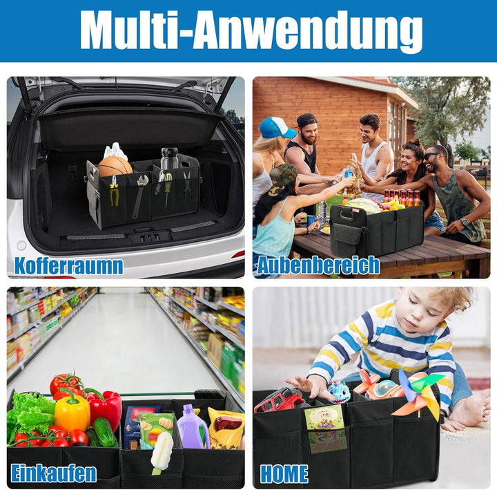 Auto Kofferraum Organizer Faltbare 55L Kofferraumtasche mit Abnehmbare Fächer & Stabiler Boden, Gros