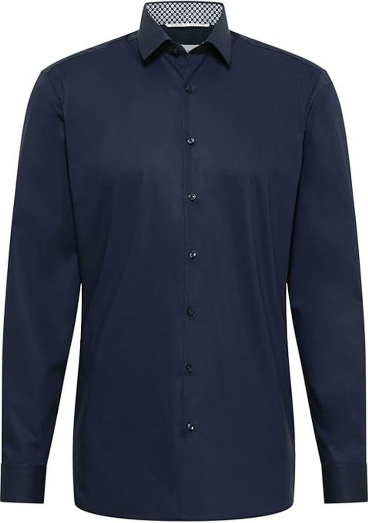 ETERNA Langarm Hemd COMFORT FIT Pinpoint unifarben mit Classic Kent Kragen 50 Dunkelblau, 50 Dunkelb