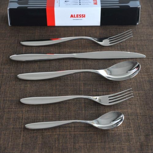Alessi Mami Besteckset, 5-teilig, Edelstahl, Silber, 10 x 4 x 21.3 cm, 5-Einheiten 5 Stück, 5 Stück