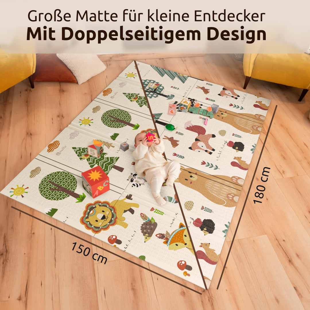 Mallie® Spielmatte Baby Faltbar Schadstofffrei 150x200 CM I Krabbeldecke Baby, Krabbelmatte Baby und