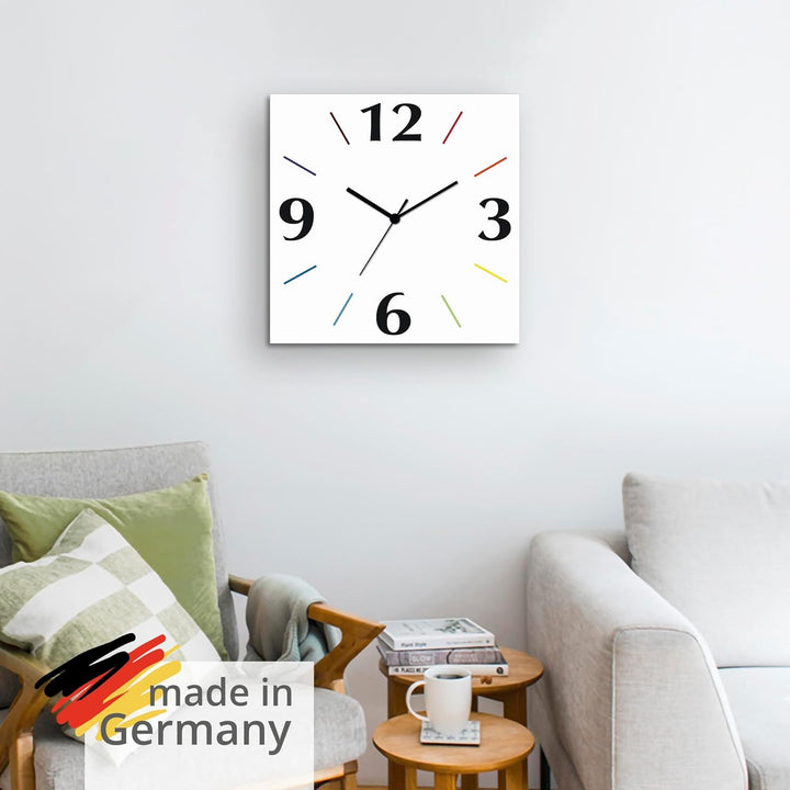 ARTLAND Wanddeko Wanduhr ohne Tickgeräusche Alu Quarzuhr 30x30 cm Quadratisch Lautlos 4 Ziffern Farb
