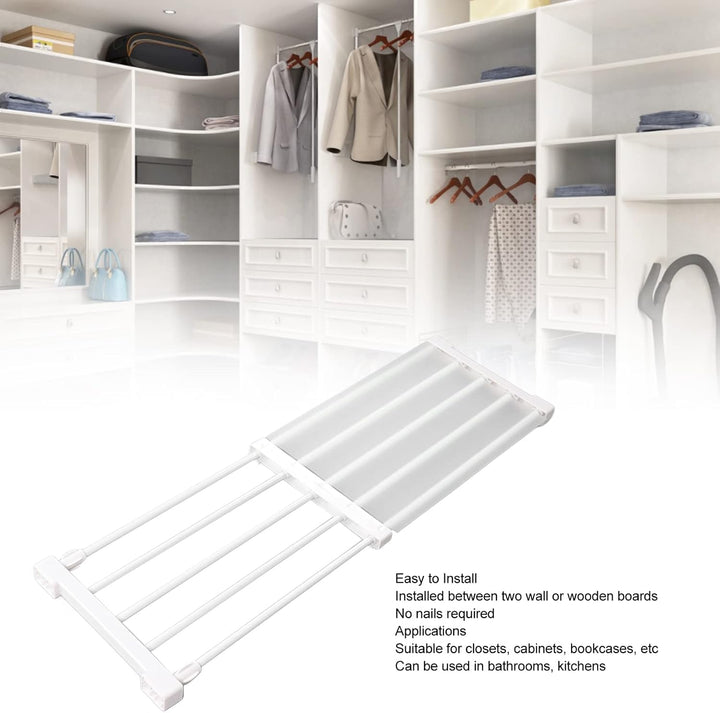 Mumusuki Closet Tension Shelf Rod, Metal Storage Rack Cabinet Organizer DIY Divider Separator Shelfs