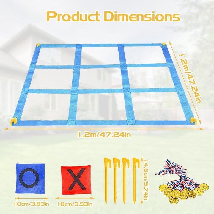 Riesiges Tic Tac Toe 1.2m Outdoor Spielset mit Sitzsäcken – Sackwerfen Spiel für Garten, Strand & Ca