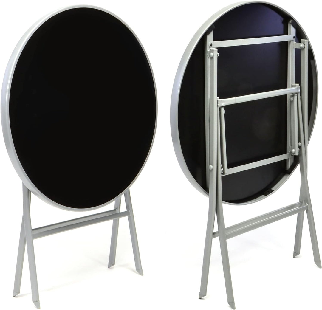 Nexos Trading Bistroset Balkonset – Gartengarnitur Sitzgarnitur aus Glastisch & Stapelstuhl – Stahlg