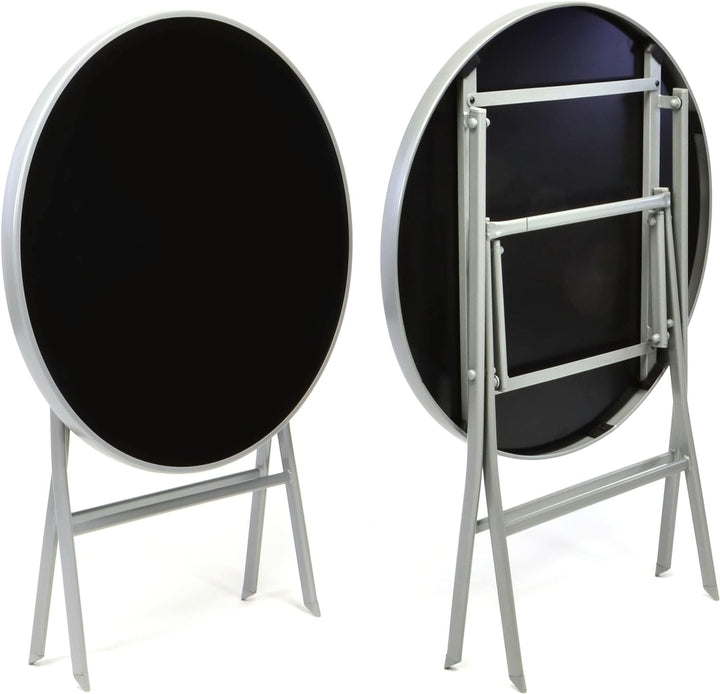 Nexos Trading Bistroset Balkonset – Gartengarnitur Sitzgarnitur aus Glastisch & Stapelstuhl – Stahlg