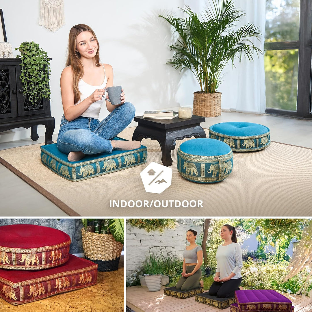 Livasia Sitzkissen Boden Thaiseide, Bodenkissen Indoor/Outdoor, Meditationskissen Yogakissen, Stuhla