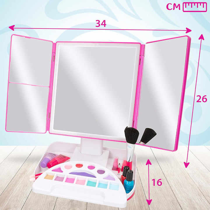 Colorbaby Shimmer 'n Sparkle Schminkstudio, Schminktisch mit Licht, 3 Lichtmodi, 4 Spiegel, inkl. Li