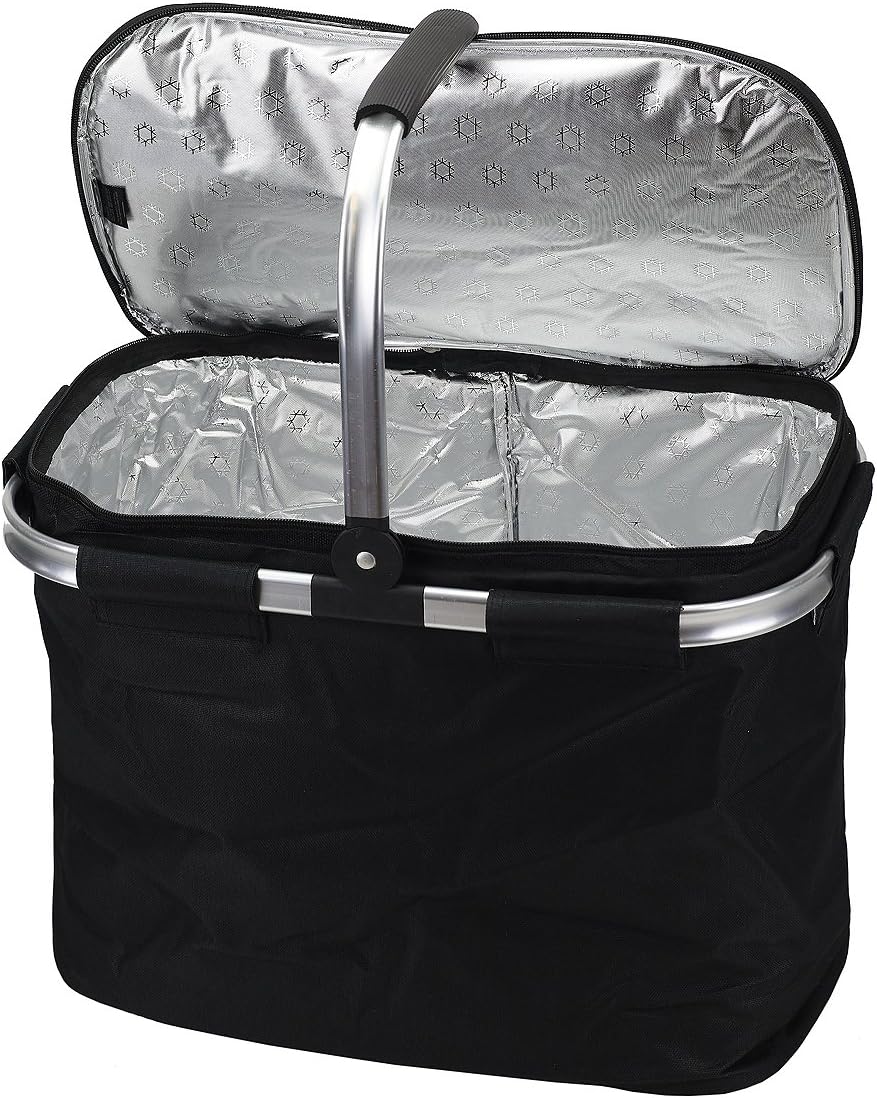 Antonio Thermo-Einkaufskorb, XXL Volumen 40 Liter, 45x25x35cm (Schwarz)