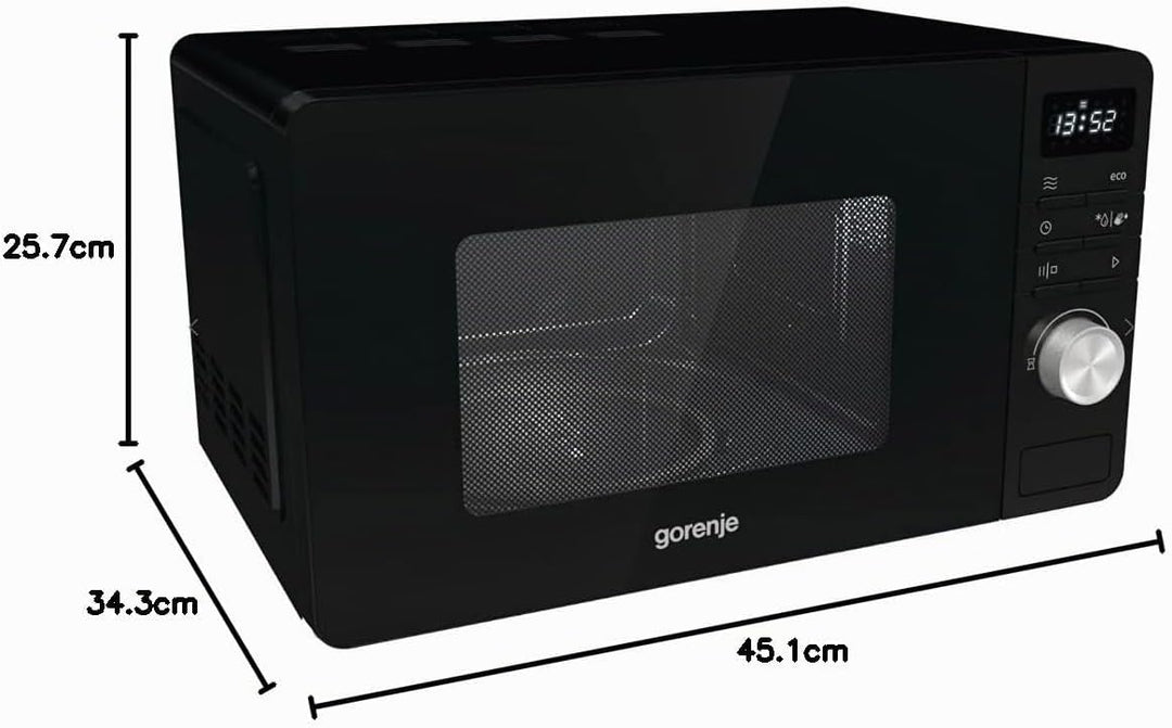 Gorenje MO 20 A3B Mikrowelle, SmartDisplay Funktion, 20 Liter - 800 Watt - Schwarz