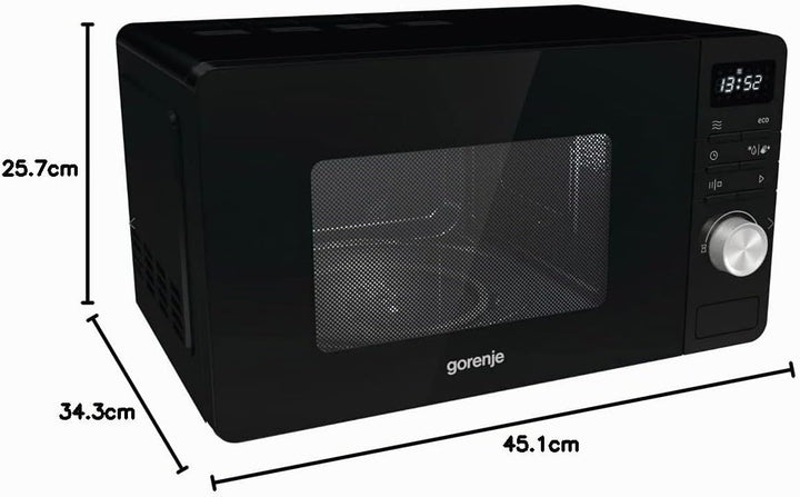 Gorenje MO 20 A3B Mikrowelle, SmartDisplay Funktion, 20 Liter - 800 Watt - Schwarz