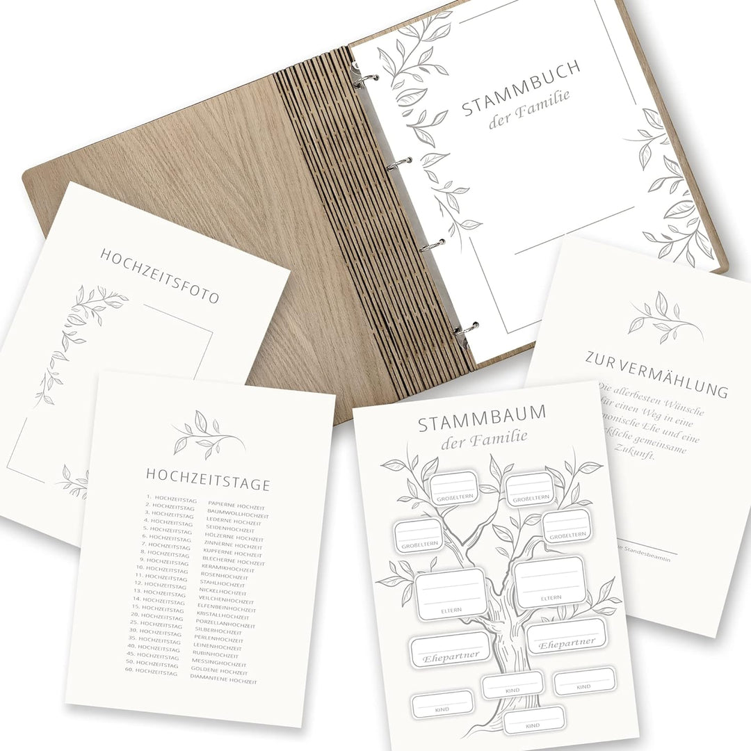 Stammbücher Holz Stammbuch der Familie personalisiert Idula Holzbuch A5 oder A4 Familienstammbuch He